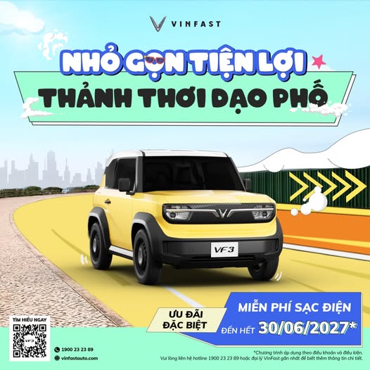 🌟 NHỎ GỌN TIỆN LỢI – THẢNH THƠI DẠO PHỐ CÙNG VF 3 🌟