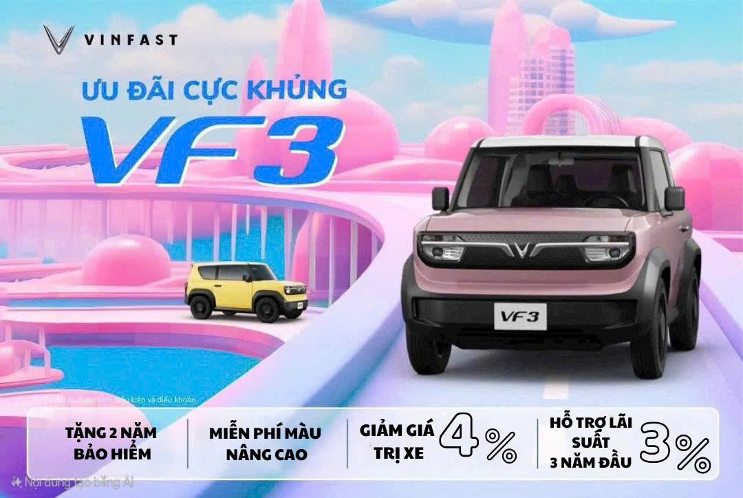 VF3 TẶNG 2 NĂM BH VÀ MIỄN PHÍ MÀU NÂNG CAO
